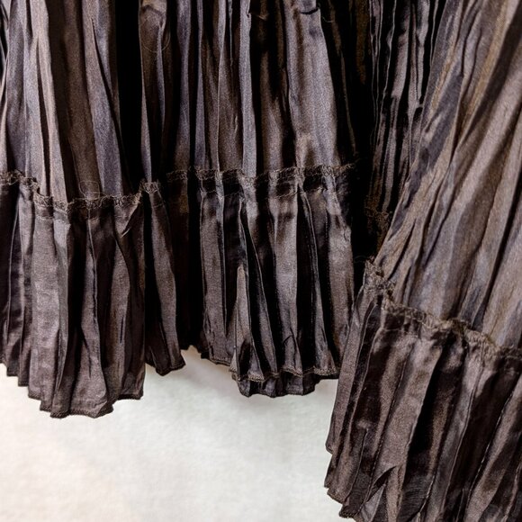 Skirt by Simon Chang Brown Crinkled Voluminous Size 12 - Picture 3 of 5